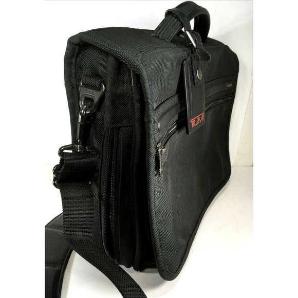 Tumi Large Black Canvas Expandable Briefcase Laptop Bag - Picture 5 of 12